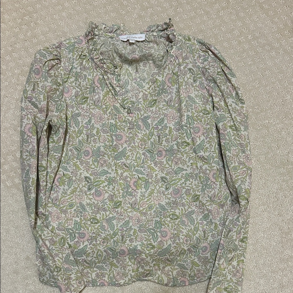 House of Harlow 1960 Floral Blouse in Green and Pink